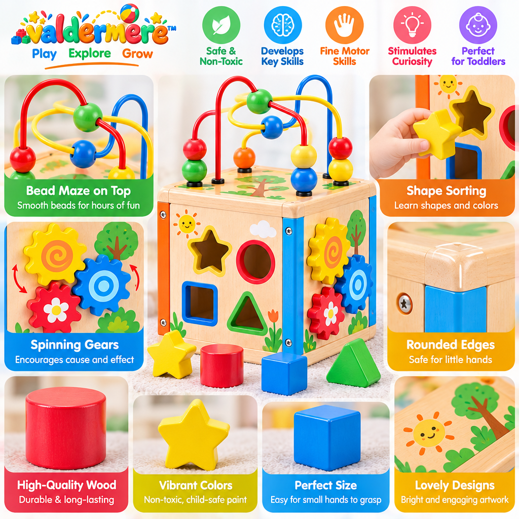 Valdermere™ Wooden Activity Cube