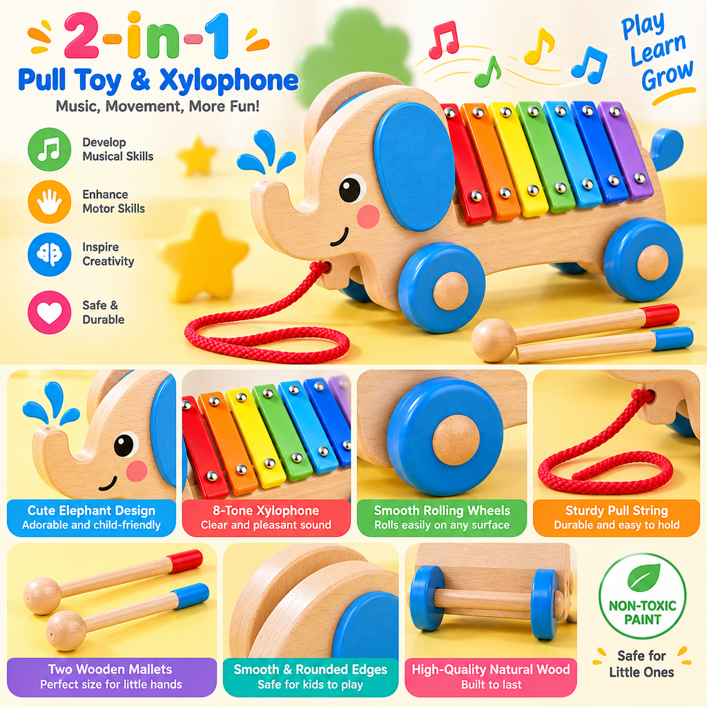 Valdermere™ Elephant Pull-Along Xylophone