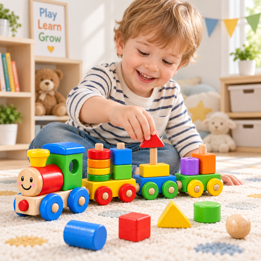 Valdermere™ Wooden Shape-Stacking Train