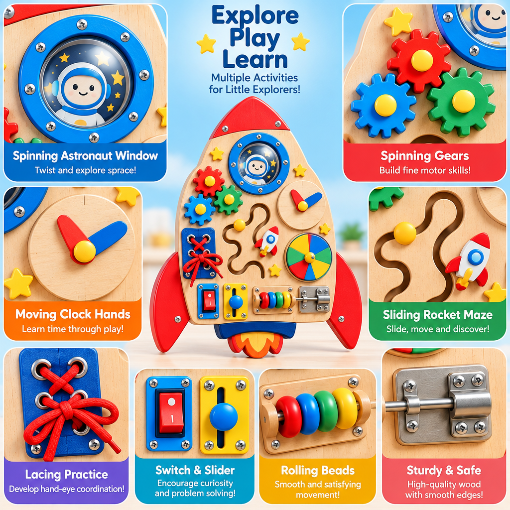 Valdermere™ Rocket Activity Busy Board