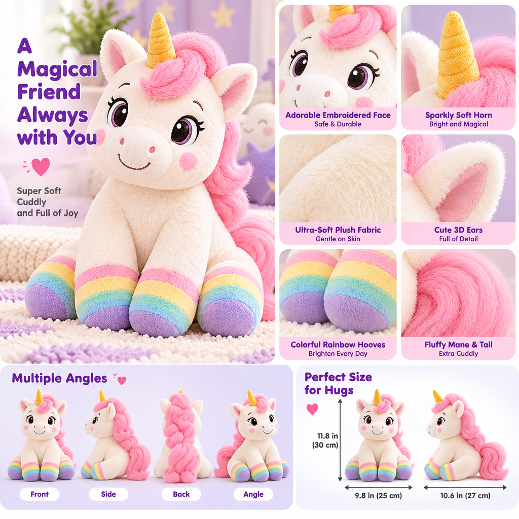Valdermere™ Rainbow Dream Unicorn Plush