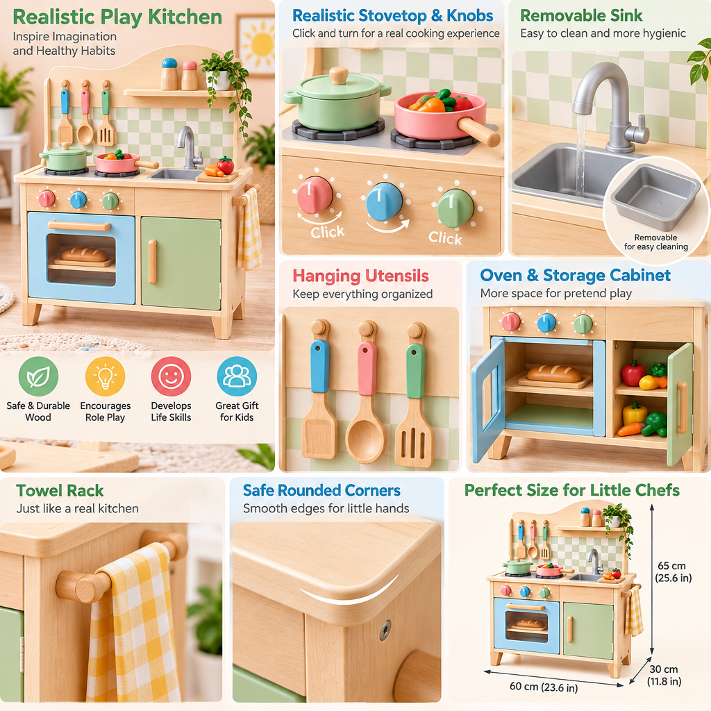 Valdermere™ Wooden Pretend Play Kitchen
