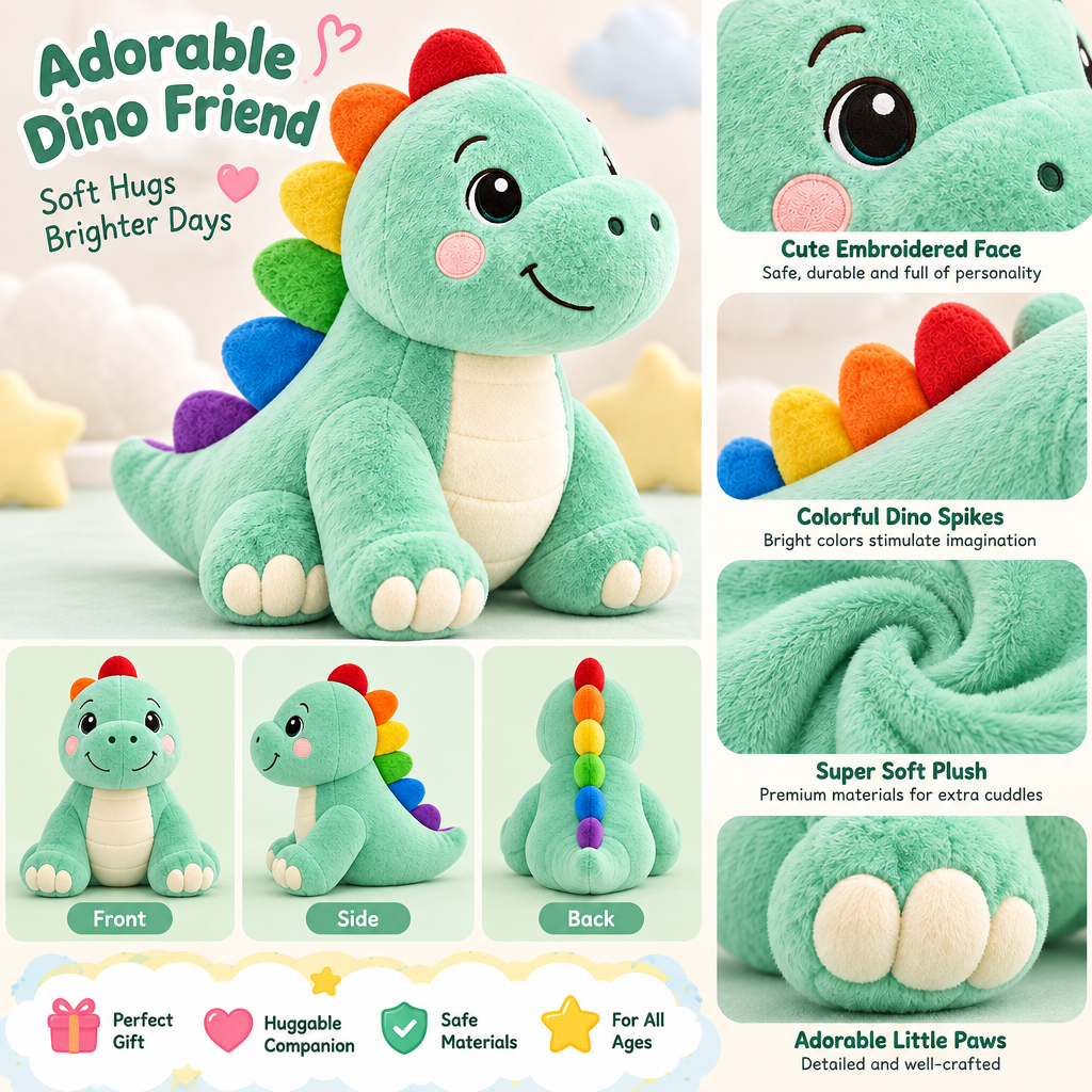 Valdermere™ Rainbow Dinosaur Plush